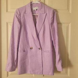 Reiss Women  Blazer Size 8 Purple Linen&Viscose Office Workwear